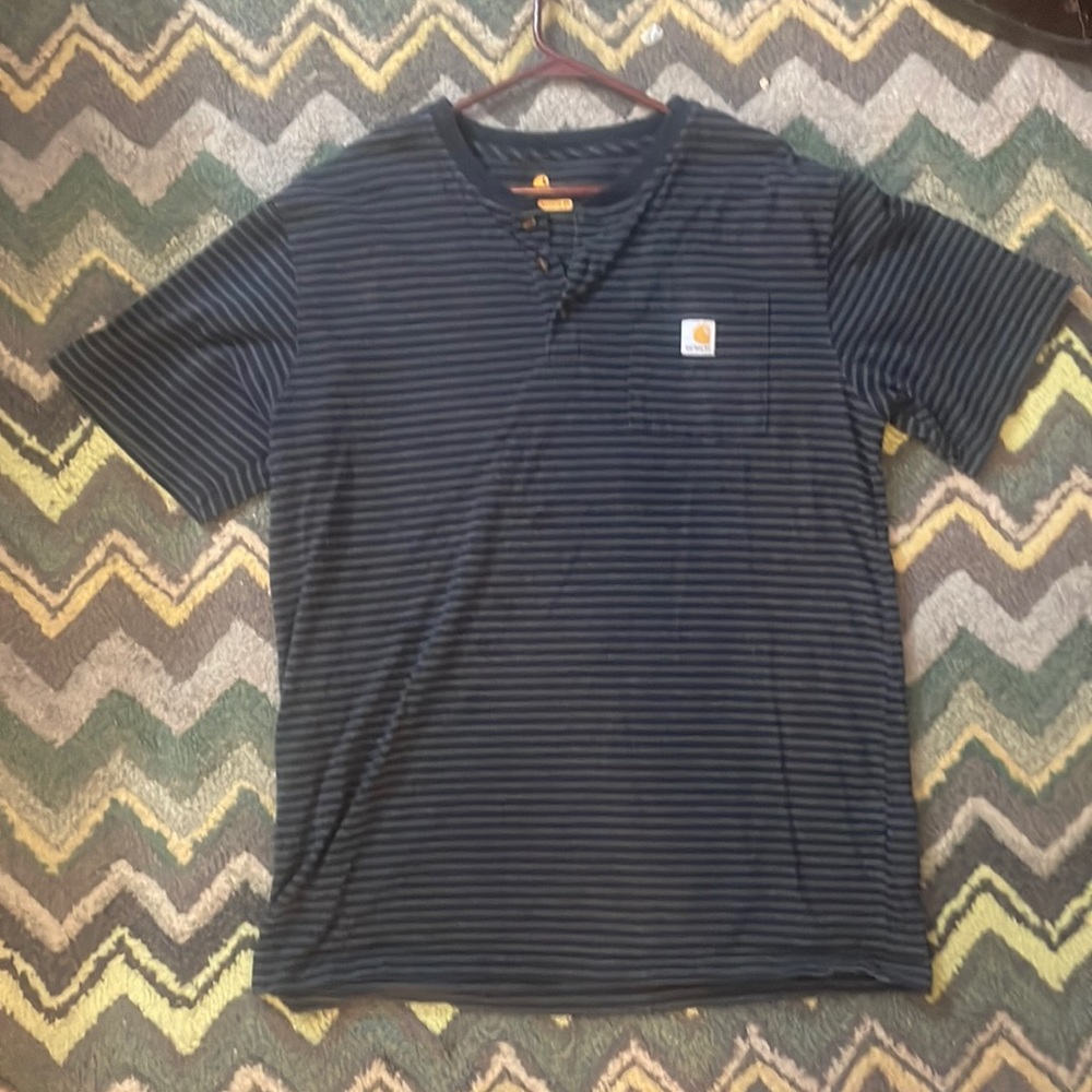 Striped Large Tall Carhartt pocket 3-button shirt